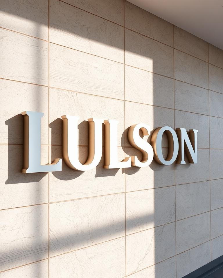 Non-illuminated dimensional metal letters mounted on a stone wall